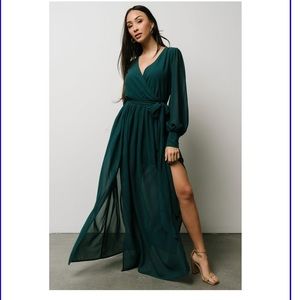 Emerald green long sleeve maxi dress
